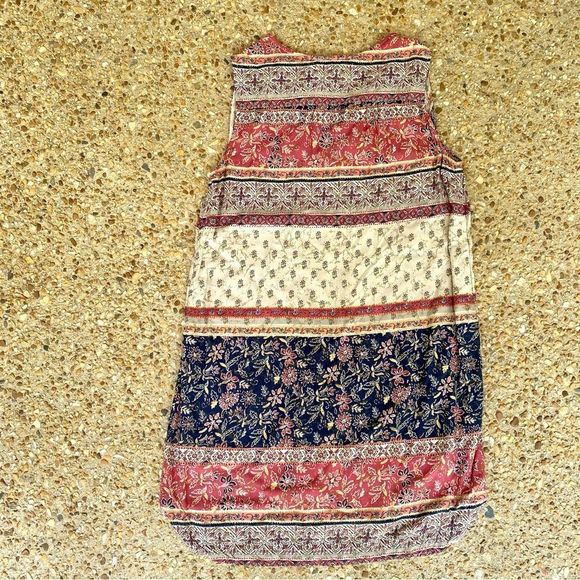 BeachLunchLounge Boho Floral Shift Tassel Tie Mixed Pattern Dress Size L - Picture 7 of 7